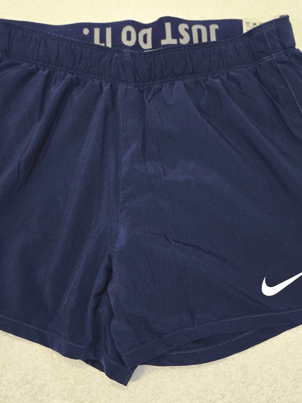 Nike Navy Athletic Shorts with White Swoosh Sz S